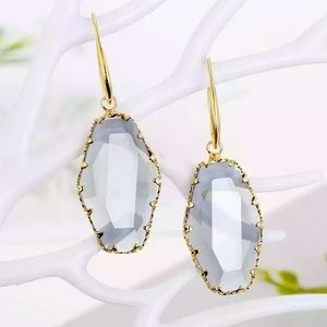 18k YG Plated Framed Crystal Earrings